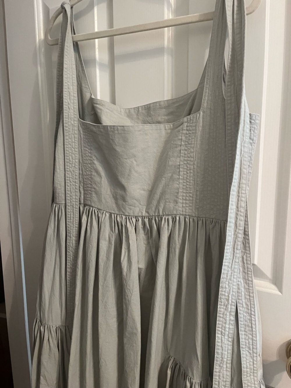 The Cozette Dress - Square-Neck Maxi Dress with Tie Straps in lightest blue. - Picture 6 of 14